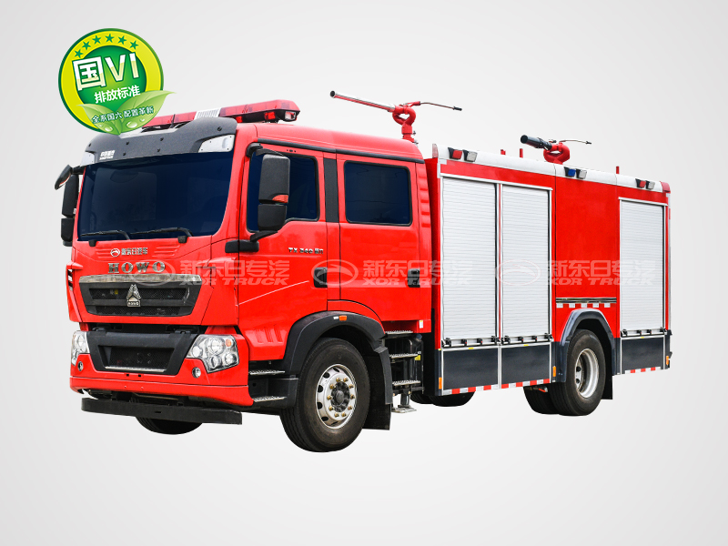 新東日牌 國六 6.5噸 豪沃單橋干粉泡沫聯用消防車